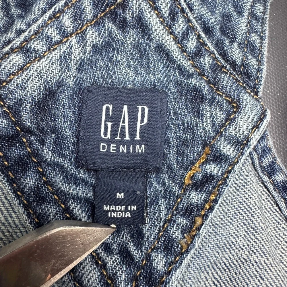 GAP Kids Girls Blue Denim Bib Overalls Distressed Straight Leg Adjustable Straps